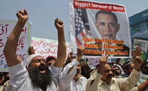Protesters in Pakistan condemning the killing of Osama bin Laden