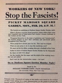 Anti-fascist rally poster published by the Socialist Workers Party